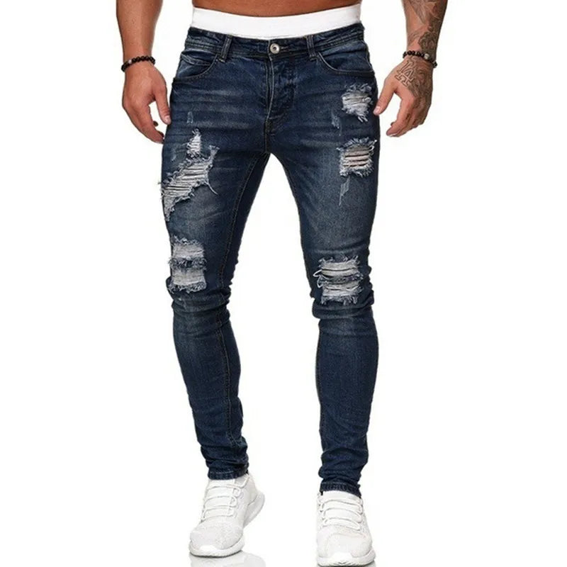 Mode Street Style gescheurde skinny denim broek