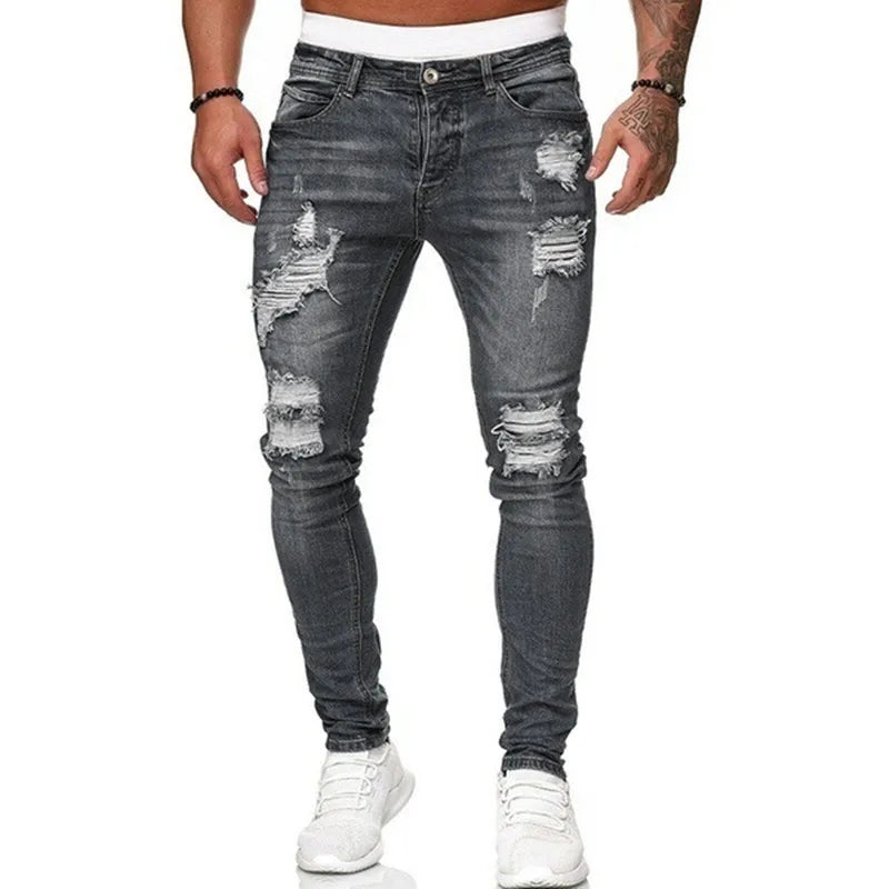 Mode Street Style gescheurde skinny denim broek