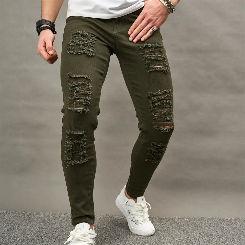 Heren Street Style Gescheurde Skinny Jeans