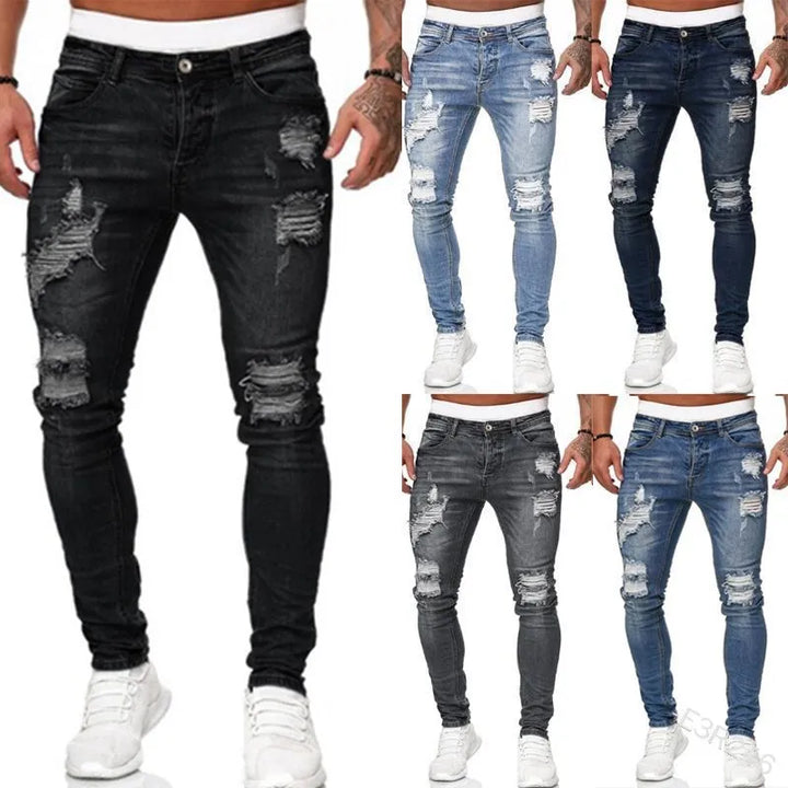 Mode Street Style gescheurde skinny denim broek